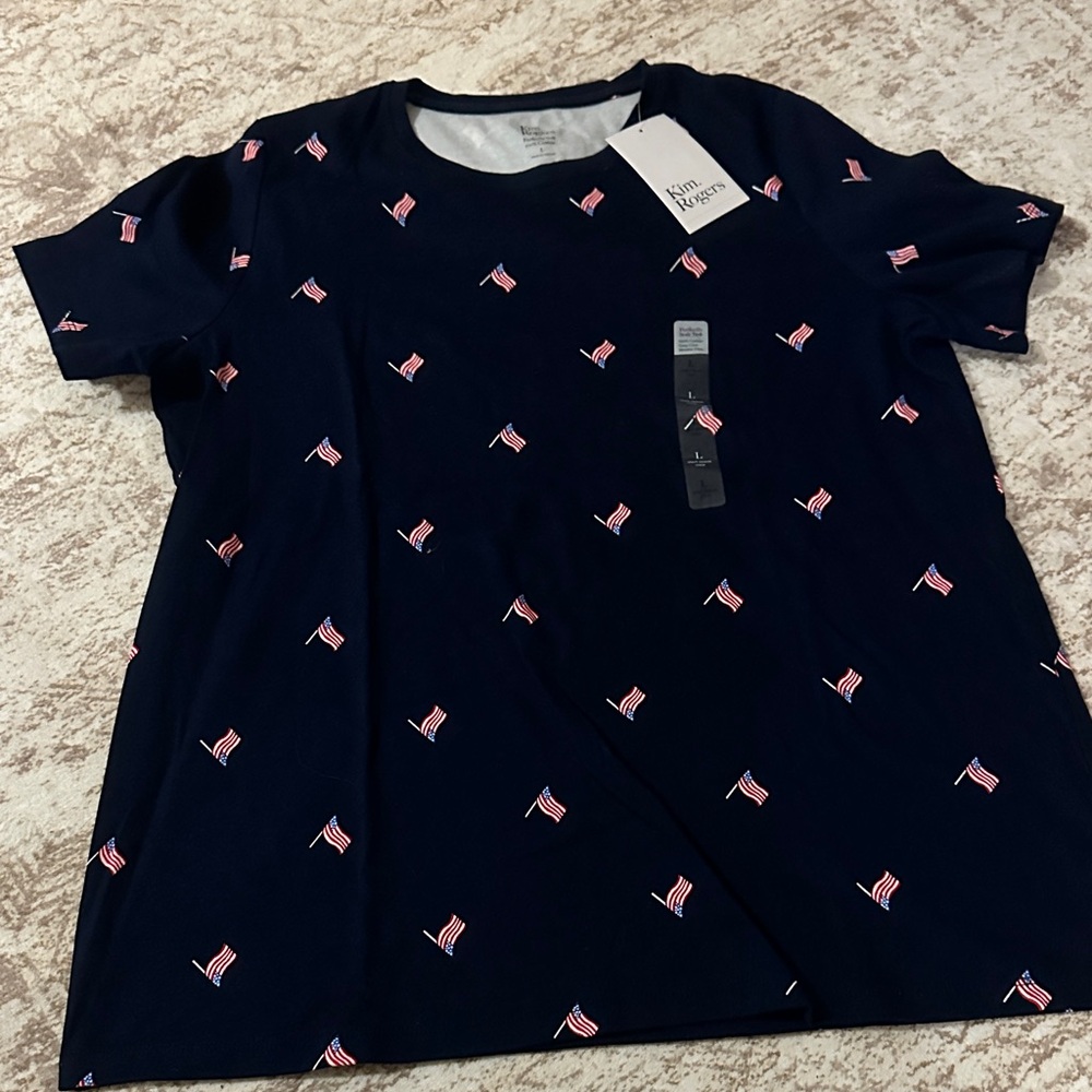 Kim Rogers Navy Cotton T-Shirt
